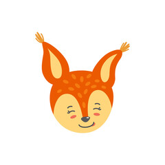 Squirrel head as cheerful emoji. Happy emoticon. Vector illustration of squirrel in flat style