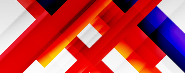 Obraz premium Geometric abstract backgrounds with shadow lines, modern forms, rectangles, squares and fluid gradients. Bright colorful stripes cool backdrops