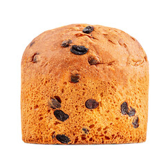 Christmas festive pound cake with dried fruits and nuts  isolated on white background. Panettone or Fruit Festive  cake close-up