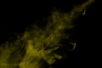 Yellow steam on a black background.