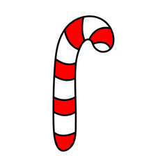Candy Cane, Christmas and New Year Symbol. Vector illustration.