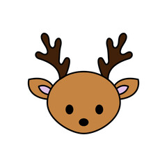 Cartoon cute deer. Doodle icon. Vector illustration.