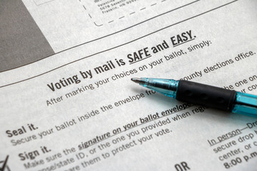 'Voting by Mail is Safe and Easy' Info with Pen