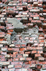 Bright red bricks wall flat background texture pattern