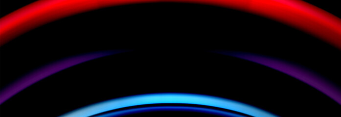 Dynamic motion abstract background. Color blurred stripes on black. Wave liquid lines poster. Vector illustration
