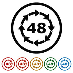 48 hours sign ring icon, color set