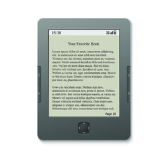 E-reader icon, isolated vector illustration. Design for web, stickers, logo and mobile app.