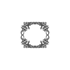 frame with floral ornament icon logo vector