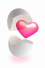 卵の殻とハート