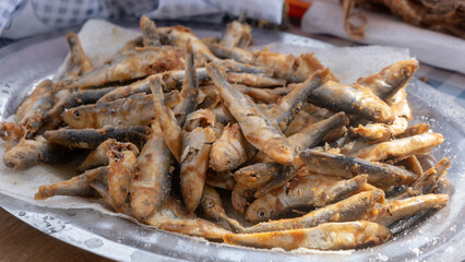 Deep-fried smelt prepared for eat
