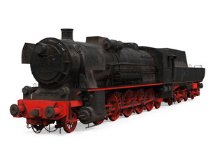 Naklejka premium Old Steam Locomotive Isolated
