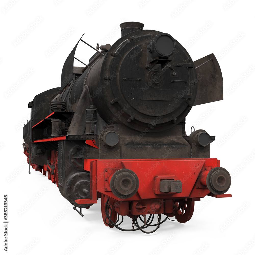 Wall mural Old Steam Locomotive Isolated