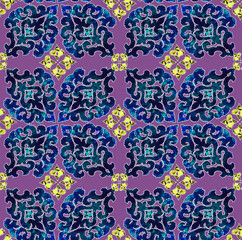 Detailed Oriental Grunge Damask Pattern Seamless Ethnic Style Textured Surfaces Perfect for Interior Design and Endless Fabric Print Upholstery Retro Arabic Style