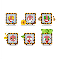 Obraz na płótnie Canvas Among us emergency button cartoon character with cute emoticon bring money