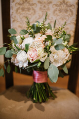 Beautiful flowers and bouquets on wedding