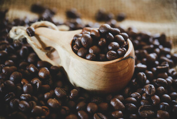 composition of coffee beans, shecolade, cinnamon and cocoa
