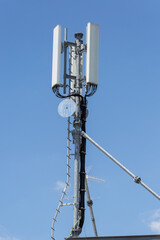 Telecommunication Tower with Antennas for Radio Communication and Cell Broadcast