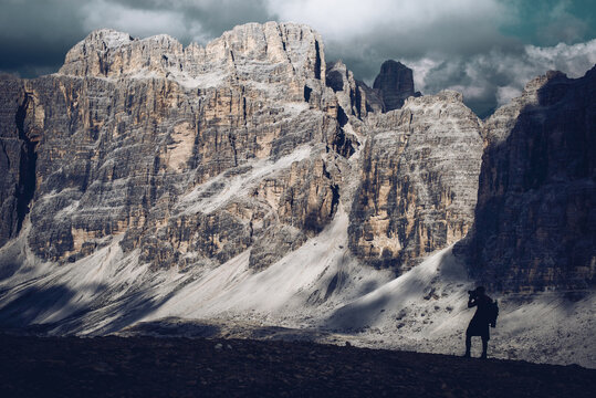 taking pictures atTofane mountain range, Cortina D'Ampezzo, Dolomites UNESCO