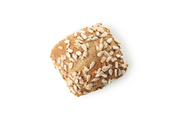 Bun with sunflower seeds isolated on white background