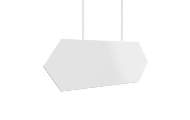 Hanging discount signboard mockup template on isolated white background, 3d illustration