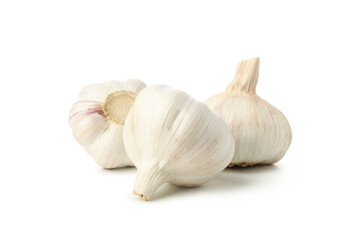 Raw fresh garlic isolated on white background
