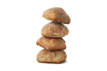 Fototapeta na wymiar Fresh baked buns isolated on white background