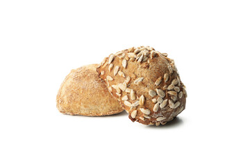Fresh baked buns isolated on white background