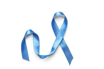 Blue awareness ribbon isolated on white background