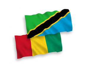 Flags of Guinea and Tanzania on a white background