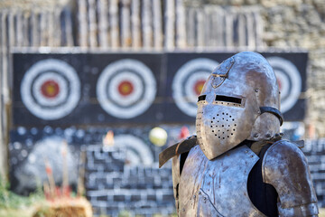 Metal old armor of a knight for protection in battle.