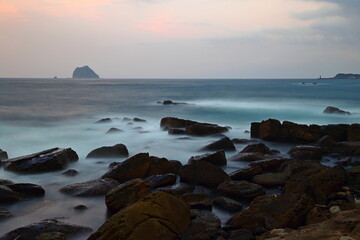 Coastal rock formations at Northeast Coast National Scenic Area, Taipei, Taiwan.