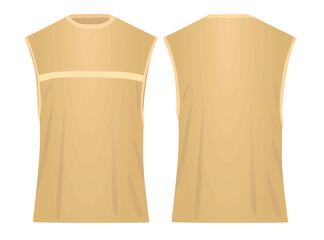 Men brown sleeveless t shirt. vector illustration