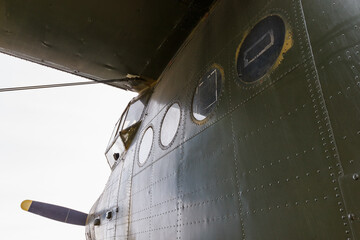 Old Soviet biplane. Details of the fuselage