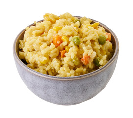 boiled bulgur in bowl with clipping path