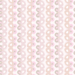Nude stripe vector pattern with butterflies.