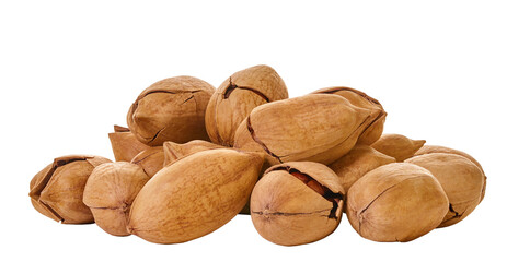 heap of pecans with clipping path