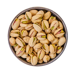 pistachios in bowl with clipping path