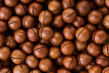 texture of nuts macadam closeup