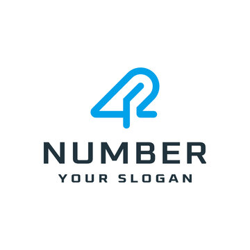 Number 42 logo design with rounded lines style. Minimalist and modern for companies, businesses, and brands.