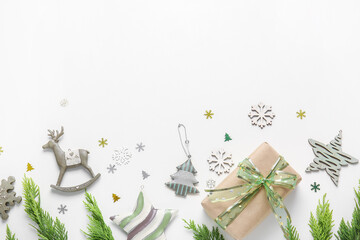 Beautiful New Year composition on white background