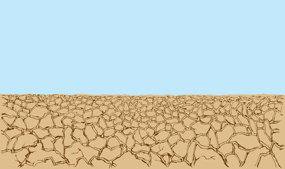 Dry cracked earth. Vector drawing
