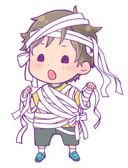 ハロウィン仮装の男の子_ミイラ男