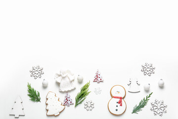 Beautiful New Year composition on white background