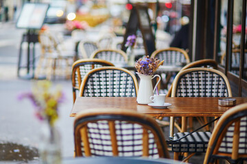 Table of traditional Parisian outdoor cafe