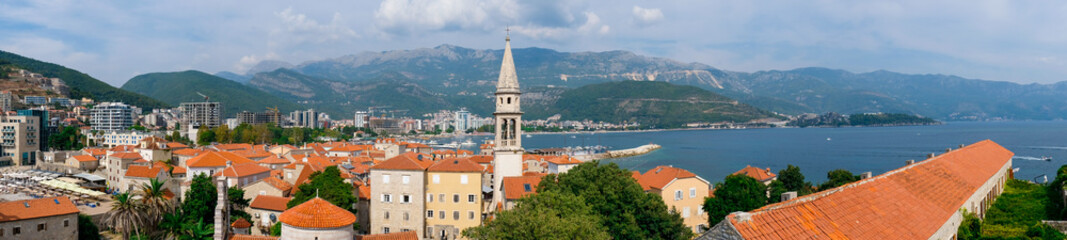 Fototapeta na wymiar Panoramic view of old town of Budva, Montenegro