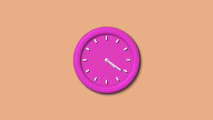 Amazing pink color 3d wall clock isolated on brown light baclground,wall clock isolated