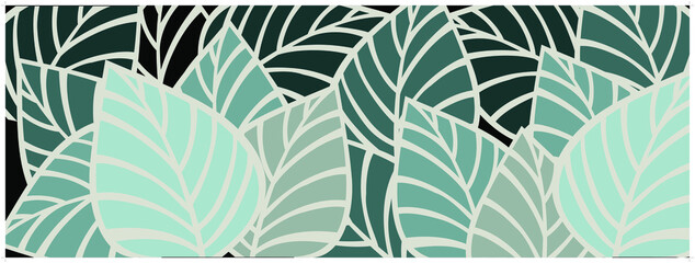 Fototapeta na wymiar Beautiful patterned leaf background vector For background text areas