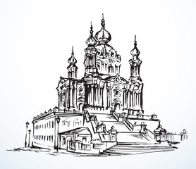 St. Andrew's Church in Kiev. Vector drawing