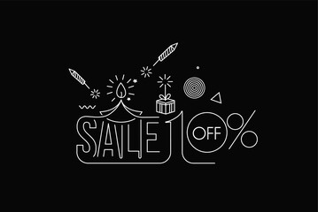 Diwali Hindu festival Poster, Abstract Flat 10% Sale Poster Banner Vector illustration.