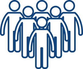 People group icon isolated on white background. A crowd of people standing behind each other, led by a leader. Flat infographics. Vector illustration.